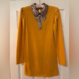 MiaoMiao l/s a-line dress with leopard print tie with rhinestones, sz S